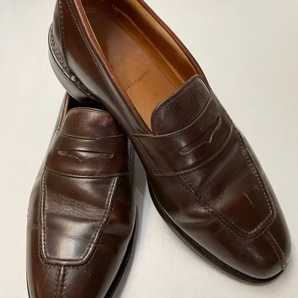 Allen Edmonds Glasgow Dress Shoe Men\'s Size 9.5 D Brown Leather Penny Loafer Allen Edmonds Glasgow Shoes Size 9.5 Mens Brown Leather Slip  main image 3
